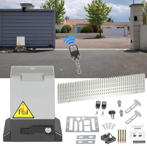 Yakimz Apri cancello scorrevole automatico fino a 1600 kg, 12 m, azionamento per cancello scorrevole, azionamento per porta del garage, con 2 telecomando