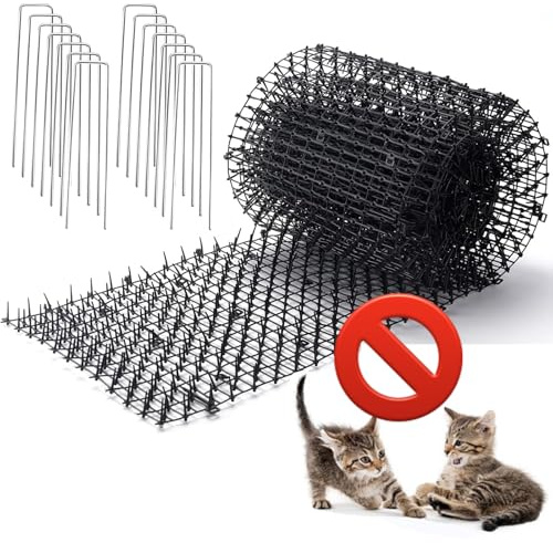 158 x 11.8 Extra Long Cat Scat Mat with Spikes Sprickle, Cat Repellent/Deterrent Outdoor/Indoor Pet Proof Furniture Protector with 14 Staples,Stop Cats & Other Animals from Digging Garden