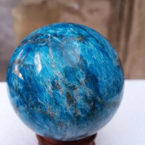QINGQI Piedra Natural Adorno de Bola de Cristal de apatita Azul Pulido Natural(900-1000g)
