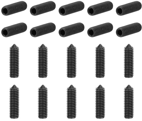 sourcing map 40Pcs Set Screws M3x10mm Carbon Steel Cone Point Hex Socket Grub Screws for Machinery, Home Repairs, and Fixtures Black