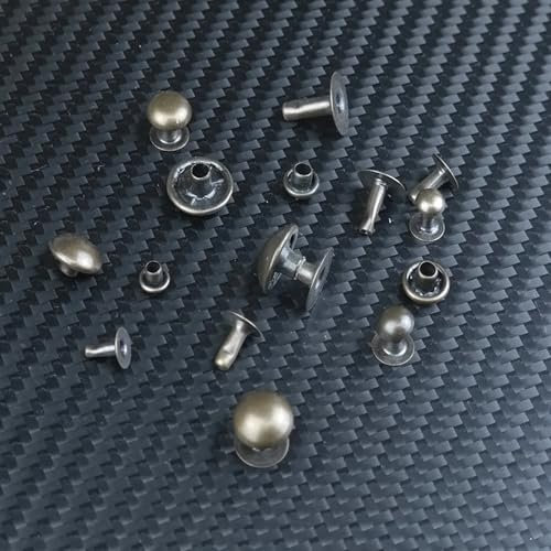 ISTA TOOLS Hohlnieten zum Verzieren für Textilien, Halbkugel-Kopf, rostfreies Messing, Verschiedene Größen und Farben (Antik, 6 x 7 mm)