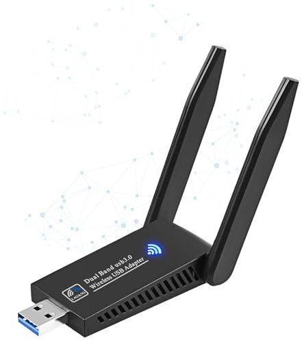 Adattatore WiFi USB AC1300Mbps, Chiavetta Wireless per PC Fisso, Scheda di Rete, 2.4g/5g Dual Band Antenna wifi usb, USB 3.0, WPA2,MU-MIMO per Windows 11/10/8/7/Vista Mac OS X
