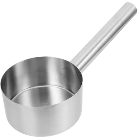 cucharón de agua cazo de agua con asa cucharones de sopa para servir cuchara de sopa cucharón de metal cuchara de acero inoxidable larga acero inoxidable 304 Silver