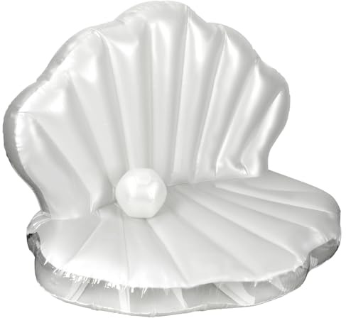BOXOB 57 Seashell Pool Float, Thickened Inflatable Giant Sea Shell Sofa Bed Mattress with Pearl Ball for Tanning, Ocean Mermaid Theme and Summer Beach Swimming Birthday Party Toy Decorations