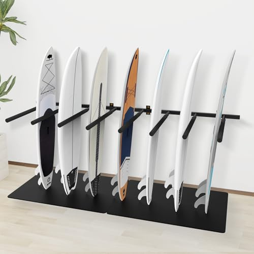 Neorexon Surfbrett-Wandhalterung mit 8 Armen | Surfbrett-Gestell mit Gummimatte, vertikale Surf-Racks für 8 Bretter, Aufbewahrungssystem zu Hause und in der Garage
