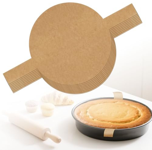 100pcs Precut Circle Cake Pan Liners, 8in Parchment Paper for Baking Round Non-Stick Loaf Pan Tortilla Press Liners Ideal Sheets with Lift Tabs for Baking Toast Bread Banana Cookies (Brown)
