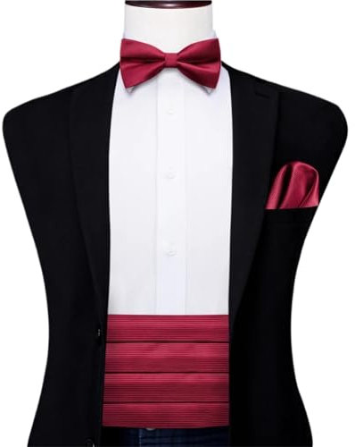 XPJYUA Kummerbund Rotes Kummerbund-Fliege-Set, formelles Smoking-Korsett, elastischer Gürtel for Männer, Hochzeit, Kummerbund(Color6)