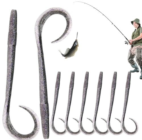 Befeixue Wurmköder,25 cm Weiche Kunstköder Mit Lebensechter Optik - Wiederverwendbare Kunststoff-Haken mit Schwimmfunktion für Salz- und Süßwasser, Seen und Flüsse
