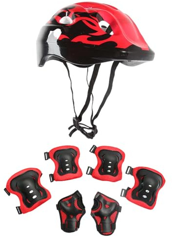 Ginocchiere per bambini con casco, 7 pezzi di attrezzatura di protezione infantile online per bambini dai 3 ai 10 anni, ginocchiere e gomitiere per bambini per pattini in linea, monopattino
