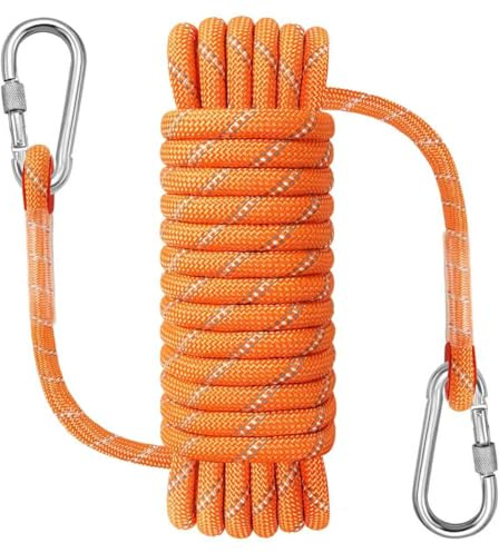 NorthPada Corde marine pour bateau, pêche, rafting, camping, randonnée, chasse, canyoneering, amarrage, flottant, ancre, amarrage, sauvetage, nouage avec crochet 12 mm x 20 m Orange