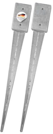 2x Bodenanker 121x121x750 mm, verzinkt, für Kanthölzer | zum Einschlagen ins Erdreich, ohne Betonieren