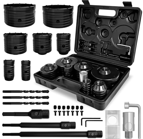 METOTY 22 Stück Hohl Bohrkrone Lochsäge-dosenbohrer set，（30/40/50/68/82/100/110mm） mit SDS Plus & Max Adapter Bohrkrone Steckdose，für Mauerwerk, Ziegel, Beton, Zement, Stein Concrete hole saw