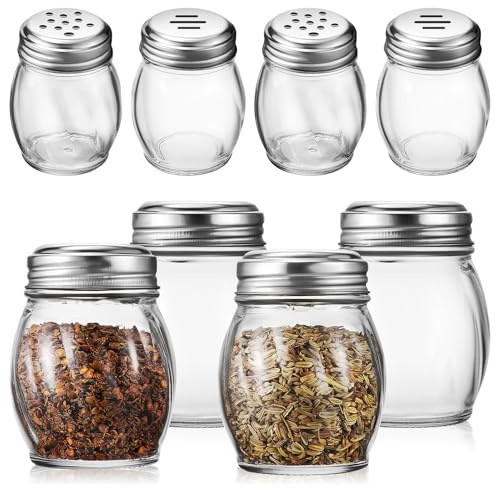 GARVALON 10 Pcs Glass Seasoning Shakers Salt and Pepper Containers for Home Kitchen and Barbecues 150Ml Easy to Hold Spice Jars Set