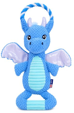 Pet London Dragon Tug Dog Toy – Multi-Sound & Multi-Texture Plush Toy with Crinkle Wings, Squeakers & Rope Tugs | Durable Interactive Dog Toy for Fetch, Tug & Cuddle Play (17)