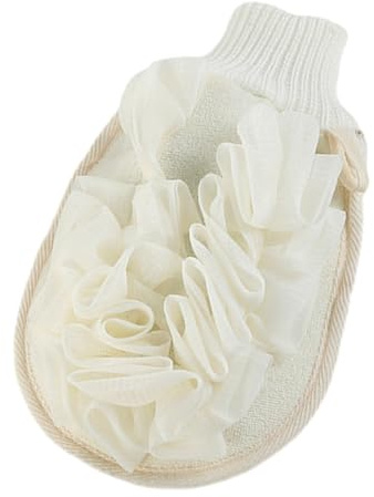 Sewroro Bath Glove for Exfoliating Treatments and Bathing, 2-side Body Scrubbing Mitt Made of Flax Material with Easier Back Scrubbing Function, Effective Skin Cleaning Supply and Body