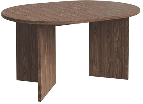 Selsey Ovaler Esstisch Ausziehbar – Runder Esstisch in Wisconsin Walnuss, 110–190x110 cm, Laminierte Platte, ABS-Kanten, 2 Verlängerungen, Kugelführung, Selbstmontage