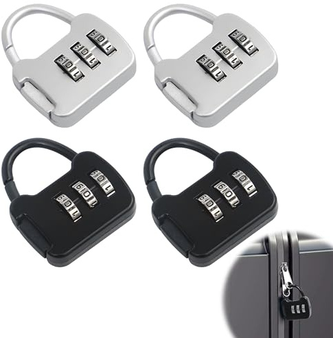 4pcs Multi-Functional Zinc Alloy Suitcase Locks, Combination Padlock | Sturdy Padlocks With Code 3-Digit Combination Padlock for Travel Bags Gym Lockers, Suitcase Security, Luggage Locks Locker.