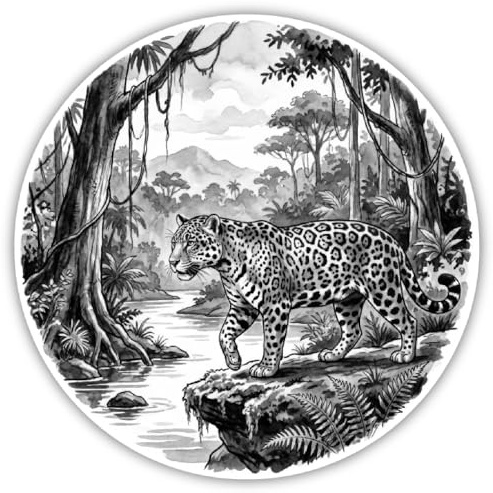 Samunshi® Jaguar Aufkleber Jaguar in der Wildnis Autoaufkleber für Motorrad Fahrrad Roller Helm oder Auto Wohnmobil SUV Geländewagen Tier Sticker 10x10cm