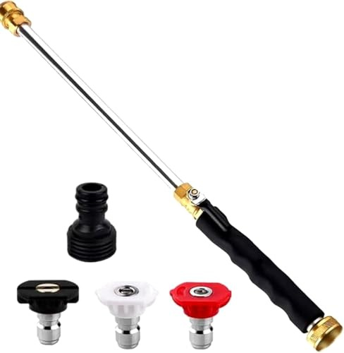 2026 High Pressure Jet Nozzle for Garden Hose – 2-in-1 Hydro Jet Pressure Washer Wand with 2 Quick Connect Nozzles, Power Washer Gun for Car, Patio, Window & Gutter Cleaning (Black)