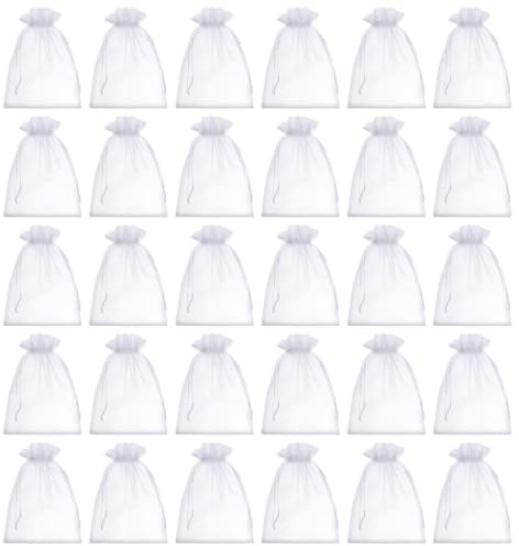 VALICLUD 30 Pièces Paquet en Filet pour Fruits, Paquet de Protection Anti-Insectes en Tissu Blanc Cordon de Serrage, pour Pommes de Terre et Nectarines, Jardinage Biologique et Agriculture