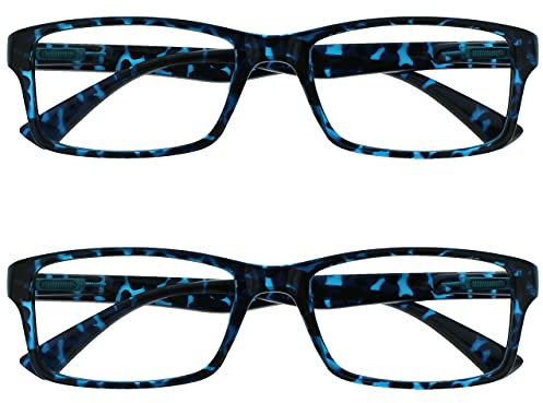 OPULIZE The Reading Glasses CompanyDie Lesebrille Unternehmen Blau Schildpatt Leser Wert 2er-Pack Designer Stil Herren Frauen RR92-3 +3,50