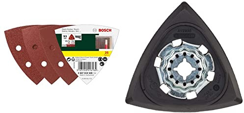 Bosch Accessories 1x Plateau de ponçage pour outil multifonction Starlock AVZ 93 G (pour ponçage confortable des coins, Accessoire Outil multifonction)