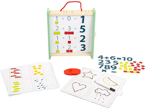 small foot 11461 Lernbox Educate aus Holz, FSC100%-Zertifiziert, Mathe Lernen,Aufbewahrungsbox mit Riemen zum Transport Spielzeug, Mehrfarbig