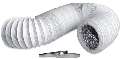 Abluftschlauch mit Aluminium-Innenisolierung in Profiqualität, Ø 100mm / 102mm, Länge 3m inkl. 2 Schlauchschellen - für Trockner, Klimaanlage, Abzugshaube - stabil und wärmeisoliert