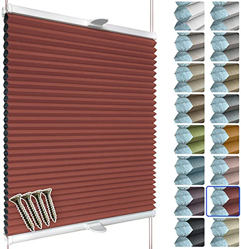 SchattenFreude Waben-Plissee nach Maß für Fenster & Tür | 100% verdunkelnd/Blackout | Zum Anschrauben in der Glasleiste | Rot (Weiße Rückseite), Breite: 110-120cm x Höhe: 30-100cm