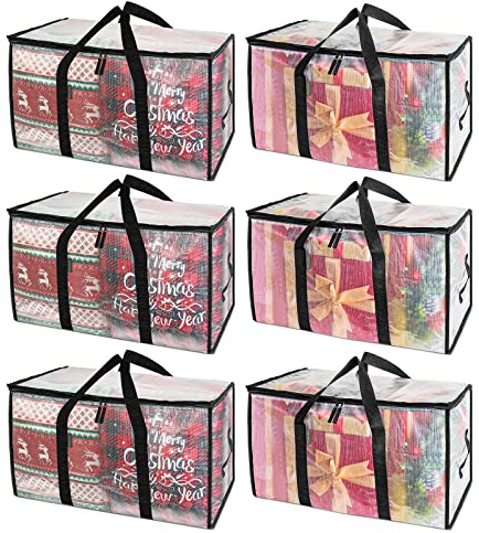 BALEINE 6-Pack Oversized Moving Bags with Reinforced Handles, Heavy-Duty Storage Tote for Clothes, Moving Supplies (Clear, 6-Pack)