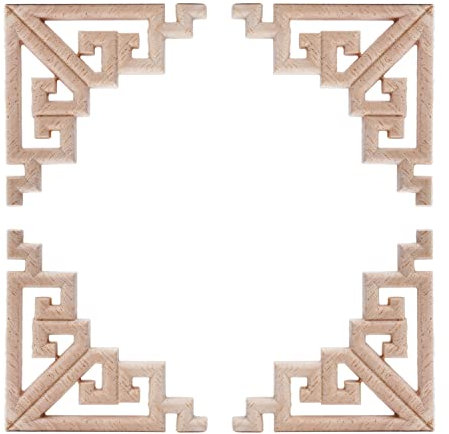 4Pcs Fregi in Legno Decorativi Decorazione in Legno Intagliato Applique Intagliato Onlay Applique Intagliato di Appliques per Mobili Porte Finestre Armadi (Stili 3)