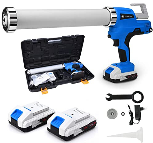 Akku-Kartuschenpistole, 6500N, inkl.2x 21V 2Ah Akku & Ladegerät, 6-stufig | Kartuschenpresse für 310 ml, Profi Elektrische Silikonspritze, Ideal zum Aufbringen von Silikon Montagekleber