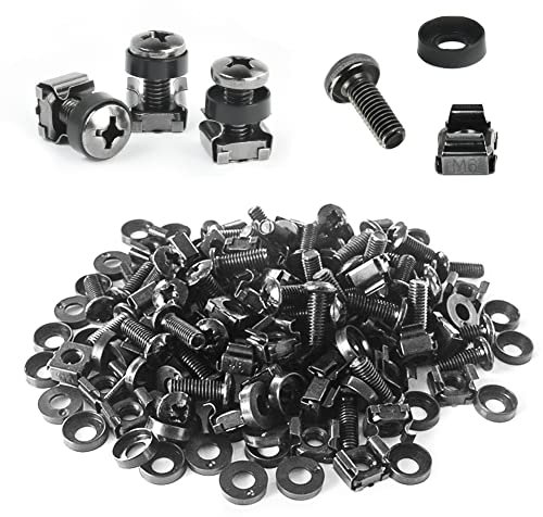 THATSRAD 50 Pz Set di Viti con Gabbia M6*16 Viti a Rack per Armadietto di Rete Dadi e Bulloni per Montaggio su Rack Dadi Ingabbiati in Acciaio al Carbonio per Armadi di Rete Armadi di Server Scaffale