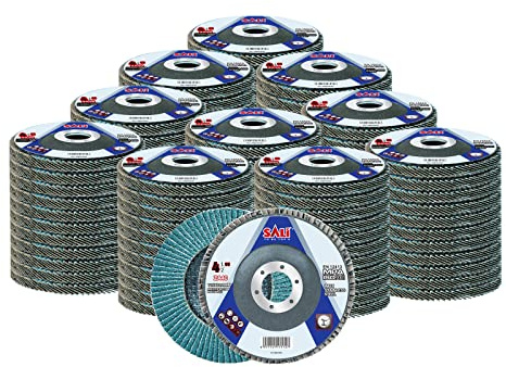 Sali 100 Pack Zirconia Flap Disc 40 Grit 4.5 x 7/8-Inch Sanding Disc Bevel Type #29 Premium and Industrial Grade Angle Grinder Grinding Wheel High Performance Edge Grinding