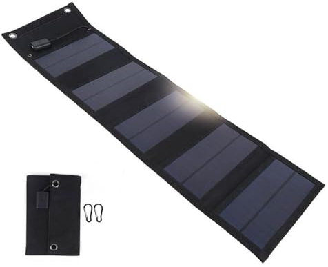 Cargador solar de 20 W Cargador de panel solar BuyWeek plegable Puertos USB (5 V) con indicador de carga IP65 Panel solar monocristalino impermeable for exteriores for viajes de camping, carga de disp