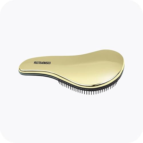 Cosmopolitan Detangle Hair Brush, Shampoo Brush for Wet Hair & Dry Hair with Soft Silicone Bristles Round Hair Brush for Straight and Curly Hair, Travel Brush for Teasing, Shower Brush in Black & Gold