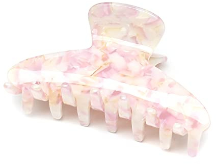 QinGoo Große Haarklammer Haarspange Haar clips für Damen, Rosa | Hochwertiges Acetat, 8.5cm, abgerundete Zähne, stabiler Halt für lange dickes Haar, ideal für Alltag, Büro, Ausflüge