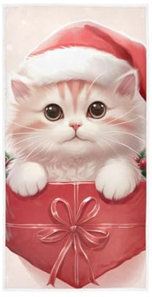 GAIREG Frohe Weihnachten Katze Handtuch Weiche Waschlappen Saugfähige Handtücher 38,1 x 76,2 cm