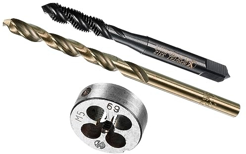 CoCud Metric Tap and Die and Drill Bit Set, M5 x 0.8 Tap & Die Thread 4.2mm Drill Diameter, Spiral Flute Machine Screw Tap Tool Kit - (Applications: for Threading Tapping Repair)