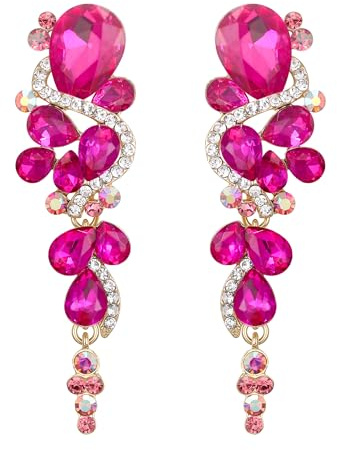 Clearine Women's Bohemian Boho Wedding Bridal Multiple Teardrop Crystal Chandelier Long Drop Dangle Earrings