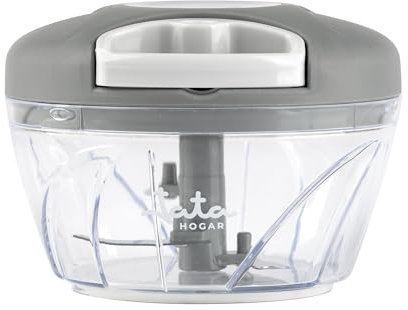 JATA HOGAR HMAQ4557 - Tritatutto manuale con corda per tutti i tipi di alimenti. 3 altezze di taglio. Lama in acciaio inox. Capacità: 400 ml. Senza BPA