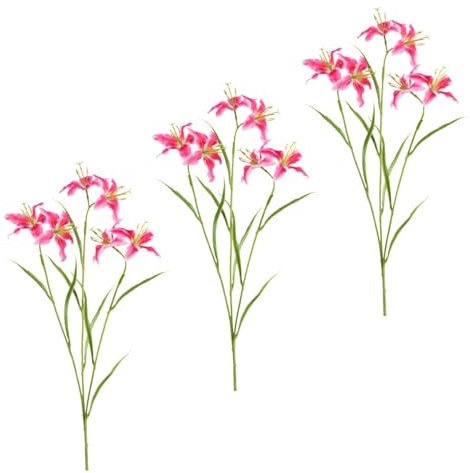 Lilien Kunstpflanzen in rosa - Große Kunstblumen 64cm als Frühlingsdeko, Tischdeko, Fensterbankdeko & Blumen zum Basteln - Bunte künstliche Pflanzen als Wohnzimmer, Schlafzimmer, Zimmer Vasen Deko