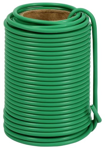 Tenn Well Garden Wire, 66 Feet 3.5mm Soft Rubber Coated Plant Ties, Green Gardening Twist Ties for Climbing Plants, Tomatoes, Vegetables, Climbing Roses