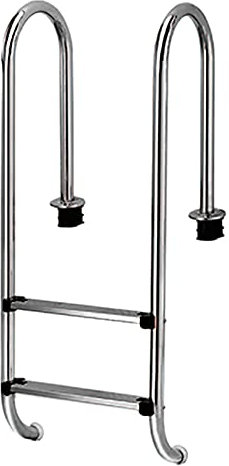 Edelstahl-Poolleiter, Schwimmbadhandlauf mit Rutschschutz, Durchmesser 42 mm, Rohrwandstärke 1 mm, muss eingebettet Werden/Silber / 3 Stufen (Silber 2 Stufen)