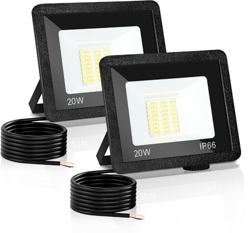 Yakimz Projecteur LED extérieur, 2 pièces 20W Projecteur LED, IP66 Applique murale, 3 Température de couleur réglable, Superhellow éclairage extérieur LED pour jardin garage maison cour maison, 230V