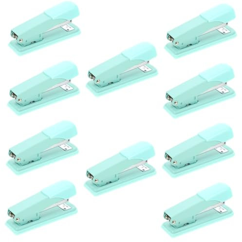 STOBOK 10stücke Convenient Handhefter Aus Metall Ergonomisches Design Für Büro Schule Und Zuhause Leistungsstark Und Tragbar Mintgrün Für Müheloses Heften Von Papierstapeln
