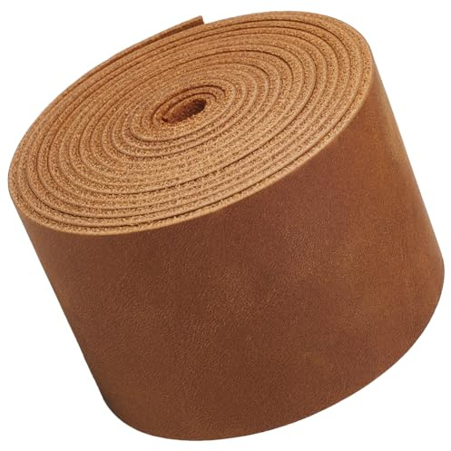 GORGECRAFT 2mx5cm Pelle di Mucca Pieno Fiore Pelle di Mucca Genuina Cinturino in Pelle di Cavallo Pazzo di Grado AB Striscia di Vera Pelle Pieno Fiore Materiale in Pelle Piatta Artigianato Cammello