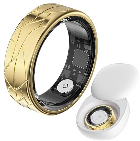 findtime Smart Ring Android IOS Smartringe für Herren Damen Schlaftracker Pulsmesser Schrittzähler Fitness Ring Tracker Smartring Fitnessring Herzfrequenz Sport Fitnesstracker Schwarz Gold Silber