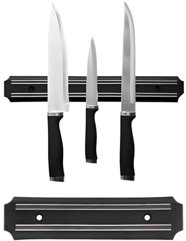 Premium Magnetic Knife Holder Wall Mounted Magnetic Knife Strip Kitchen Utensil Holder Organizer Tool Durable and Stylish Black 20cm, 33cm, 55cm (55CM)