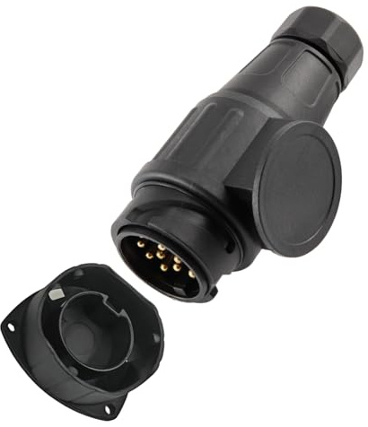 Woola 13 Pin Trailer Plug with Parking Protect Cover,12V 13 Pin Towing Plug Caravan Plug Male for Trailer RV